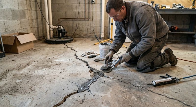 Cracked Basement Floor Repair in Ellington, CT