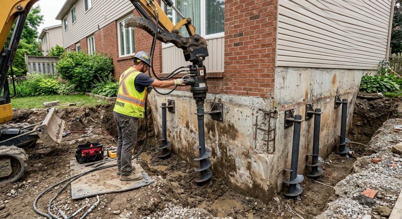 Helical Pile Installation in Ellington, CT