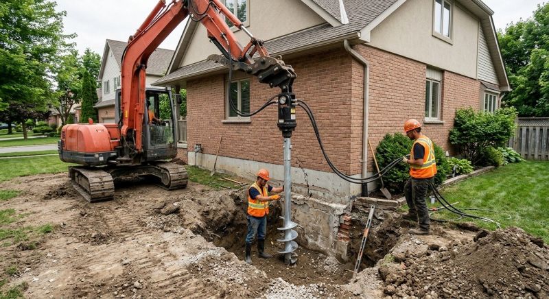 Helical Pile Installation in Ellington, CT
