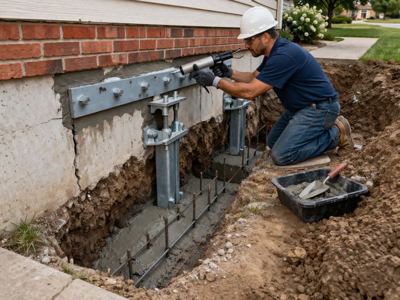 Sinking Foundation Repair in Chicopee, MA